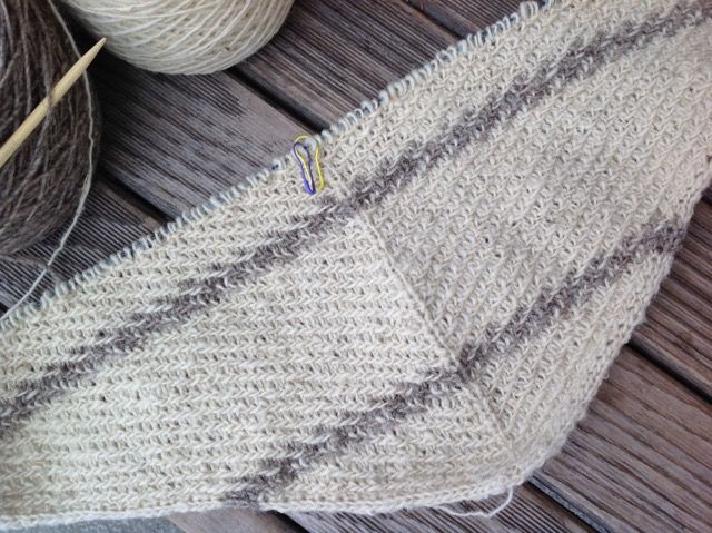 &nbsp;Details on our <a href="http://www.ravelry.com/projects/threebagsfull/ioana-shawl">Ravelry Project Page</a>