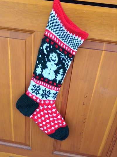 Christmas Stocking from <a href="http://www.ravelry.com/patterns/library/snowman-christmas-stocking-2">Annie's Woolens e-Book</a>