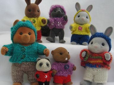 Playing in the Woods knits for Sylvanian Families and Calico Critters