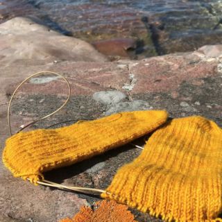 Sock Knitting Next to Lake Superior