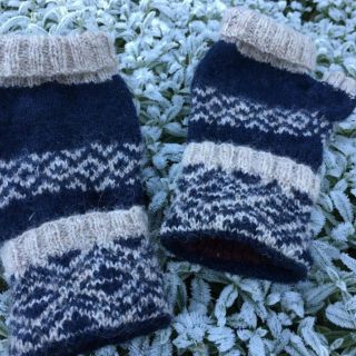 Finished Sun and Moon Mittens