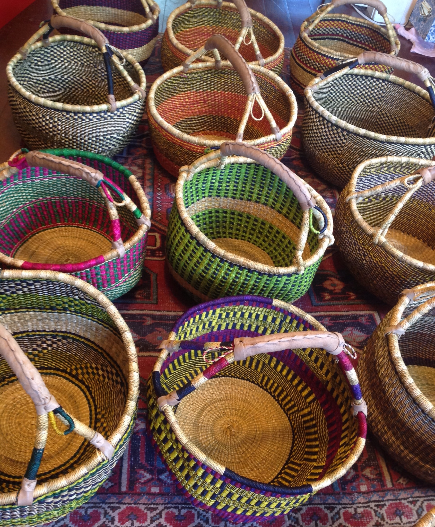 African Baskets Three Bags Full Yarn Store Shop Online