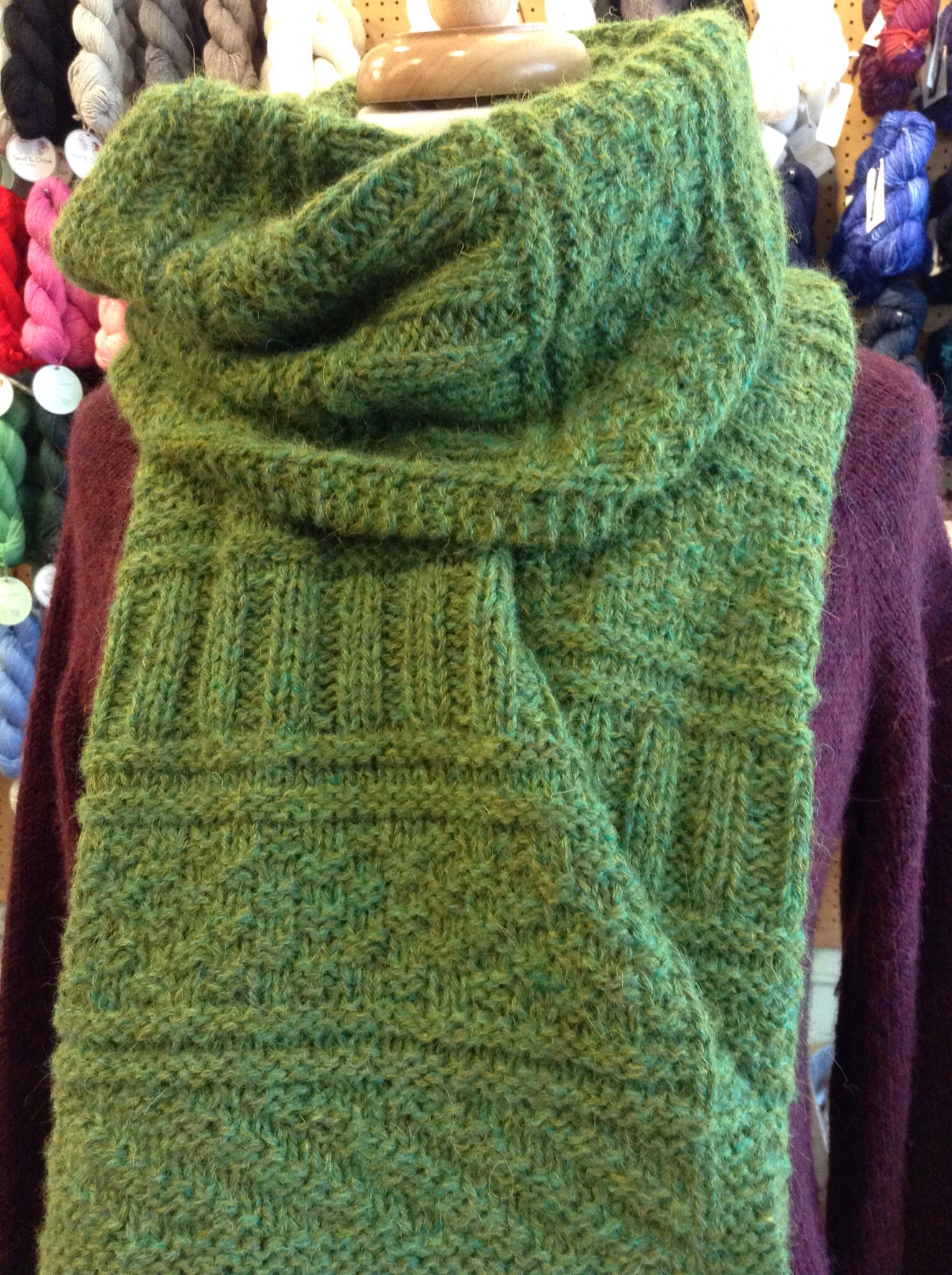 Our Green Guernsey Wrap | Three Bags Full Yarn Store - Shop Online